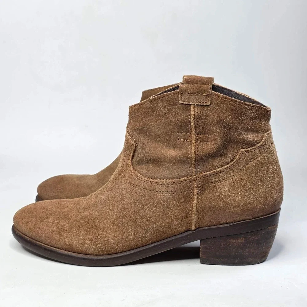 Diba True Moon River Western Ankle Boots Women's 7.5 M Tan Brown Suede Shoes